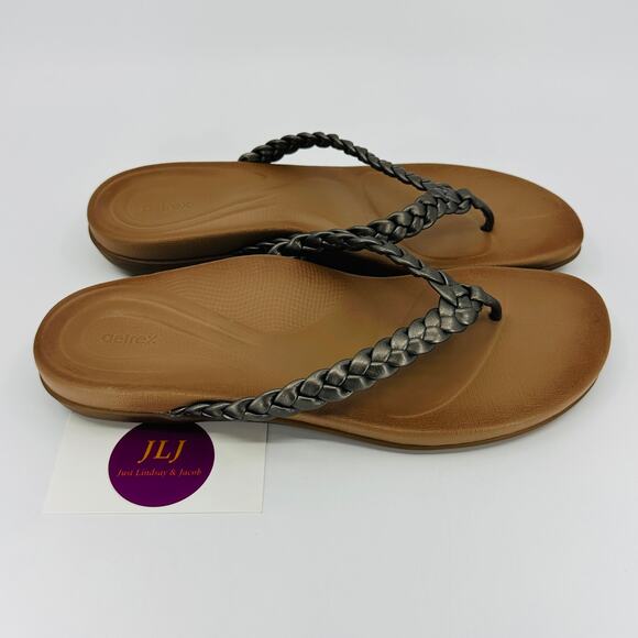 Aetrex Women's Rachel Support Comfort Thong Sandals Pewter Size 38 EU/ 7.5-8 US - Picture 2 of 14